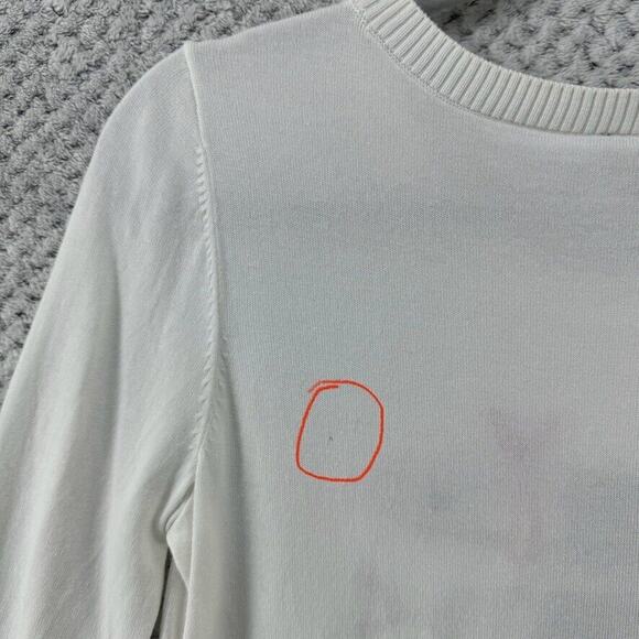 Talbots Sweater S White Gondolier Fish Embroidered 3/4 Sleeves Crew Neck Italian - Picture 11 of 11